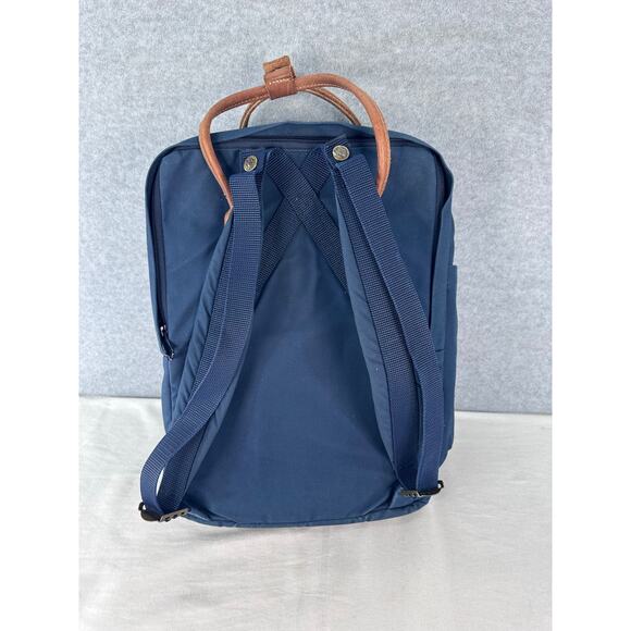 Fjallraven Kanken Navy Canvas and Leather Backpack G1000 Laptop 15 Front Pocket - Picture 6 of 11
